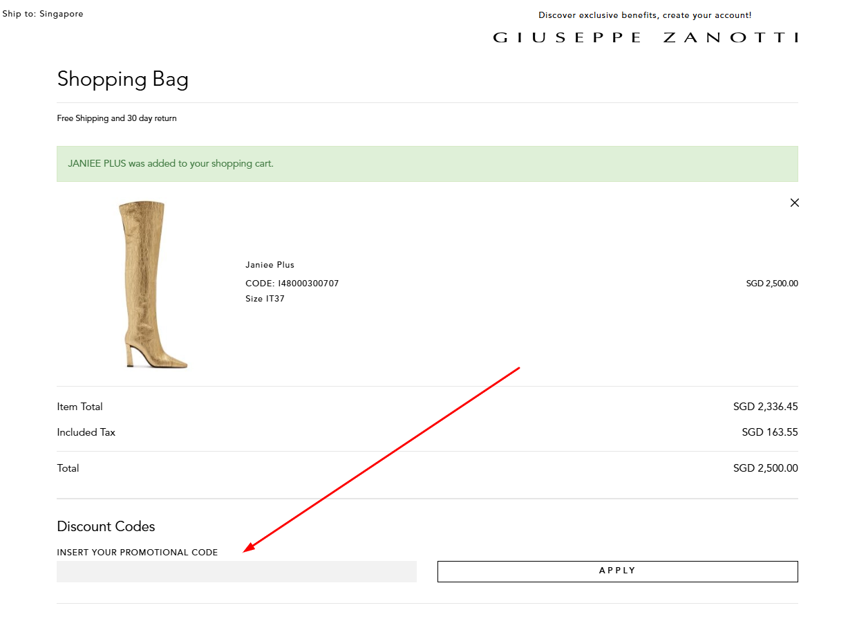 How to use a Giuseppe Zanotti Discount Code
