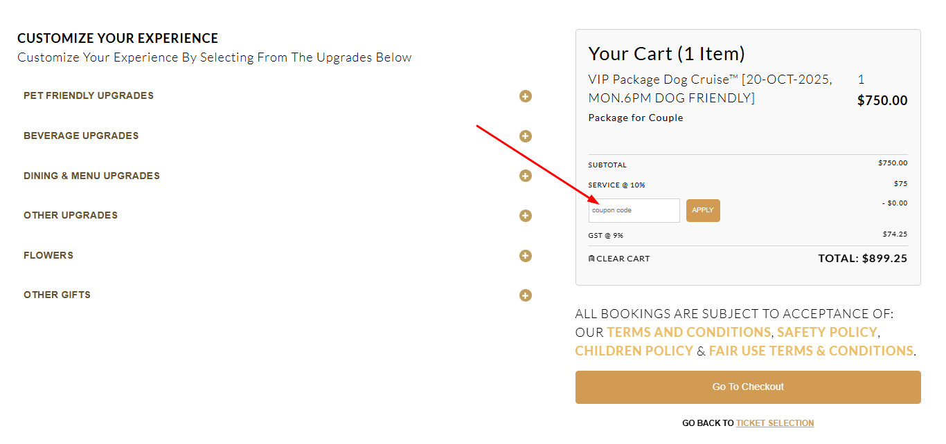 how to apply a Tall Ship promo code