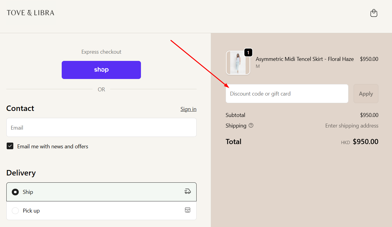 How to Use a Tove & Libra Promo Code for Singapore